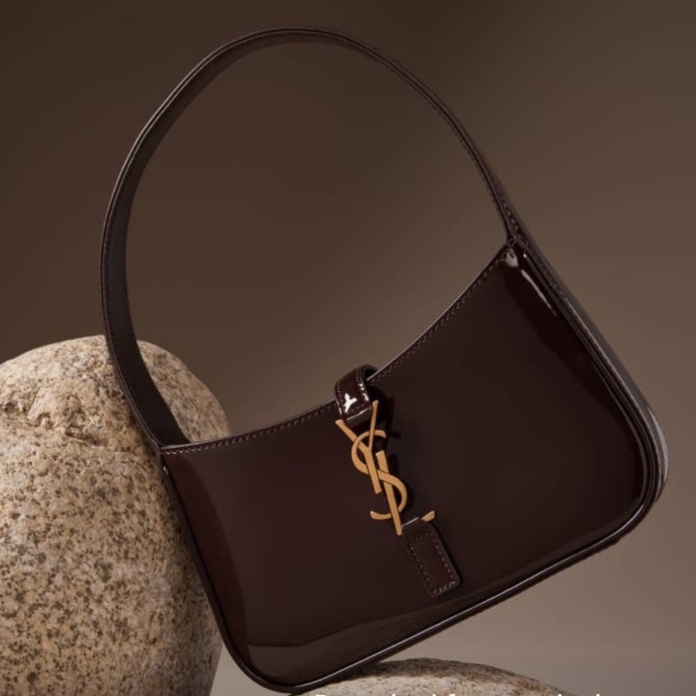 SAINT LAURENT Le 5 A 7 Mini YSL Shoulder Bag in Spicy chocolate Color